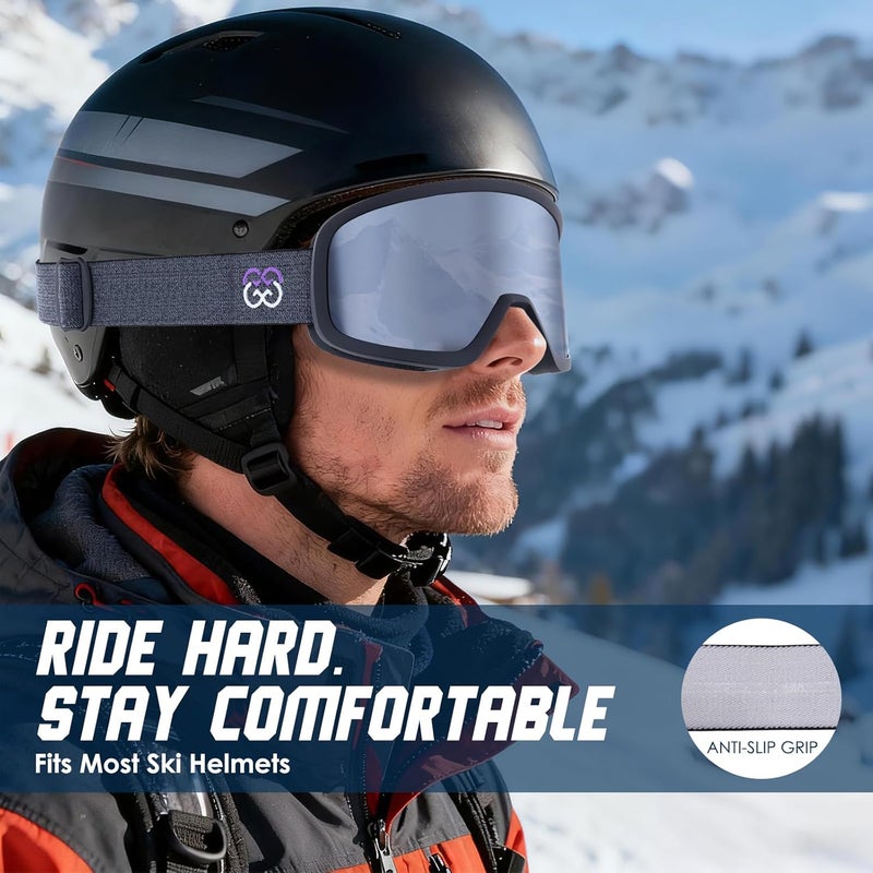 Golight Low Bridge Fit Ski Goggles – Asian Fit, Anti-Fog Double Lens, UV400 REVO Lens, Triple-Layer Foam for All-Day Skiing - Image 2